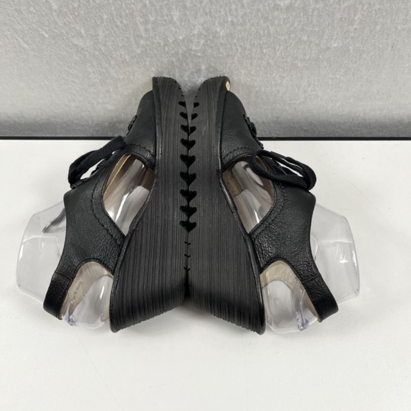 Fly London Ylfa Black Leather Lace Up Wedge Sandals Size 38 US 7.5/8 - Picture 4 of 9